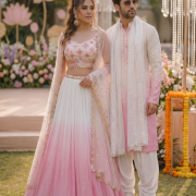 Ombre Couple Outfit In Baby Pink Colour