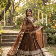 Maharani Lehenga In Brown Colour