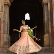Maharani Lehenga In Pastel Peach Colour