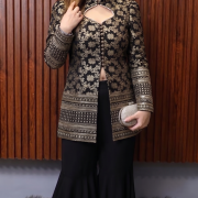 Banarasi Plazo Set In Black Colour