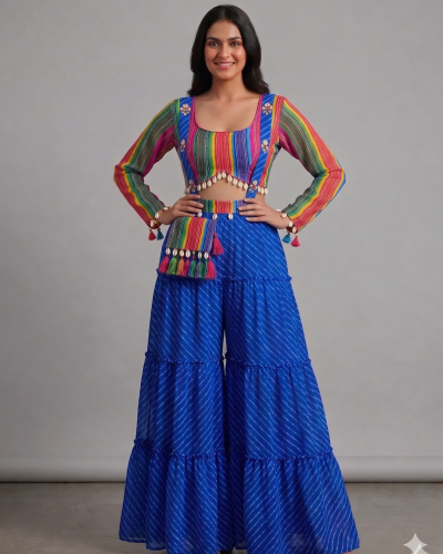 Leheriya Dungaree In Blue Colour