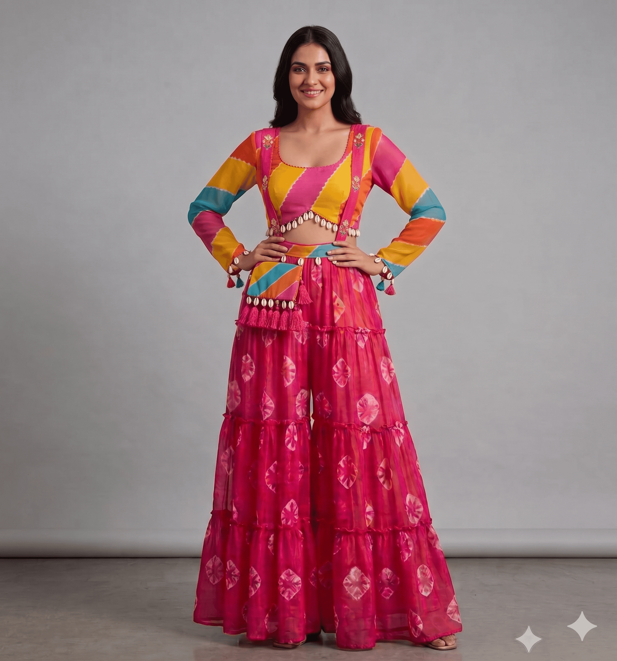 Chiffon Dungaree In Multicolour