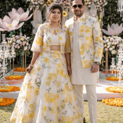 Floral Printed Organza Couple Outfit
