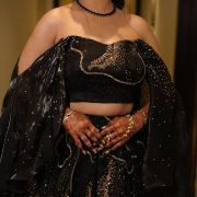 Designer Off Shoulder Heavy Golden Cut Dana & Sequin Embroidered Lehenga In Black Colour