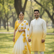 Ombre Couple Outfit In Yellow Colour