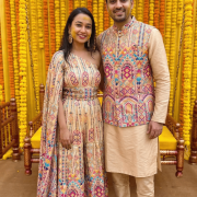 Thread Embroidered Bohemian Pattern Couple Outfit In Multicolour