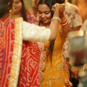 Pure Chinon Doriya And Zari Embroidered Lehenga With Handmade Rai Bandhej Dupatta
