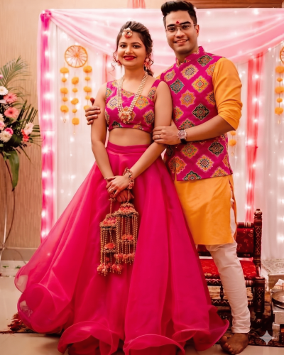 Couple Outfit In Pink Colour