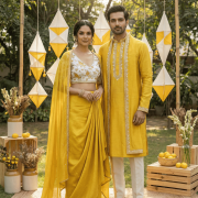 Couple Outfit In Yellow Colour