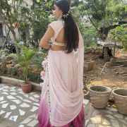 Faux Mirror Georgette Ombre Couple Outfit In Pink Colour