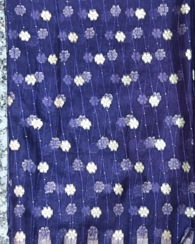 Organza Silk With Woven Gold Buti Fabric In Purple Colour