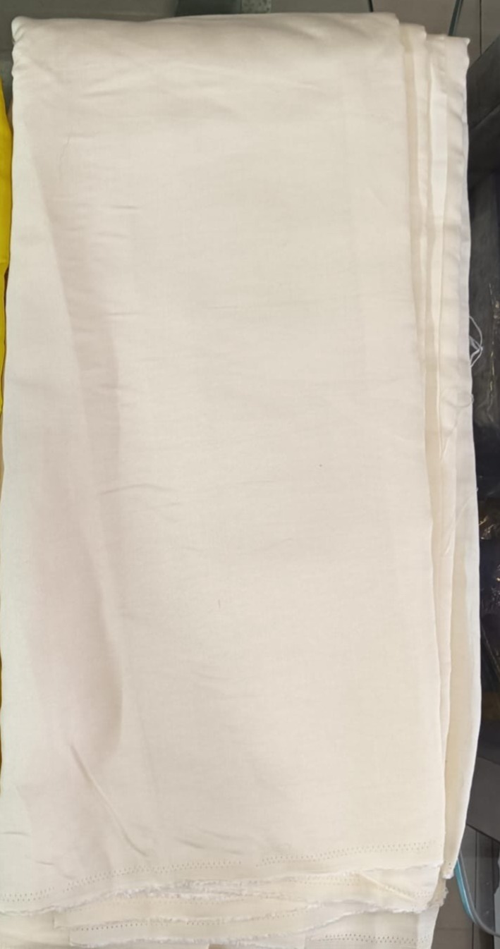 Off White Plain Cotton Silk Fabric
