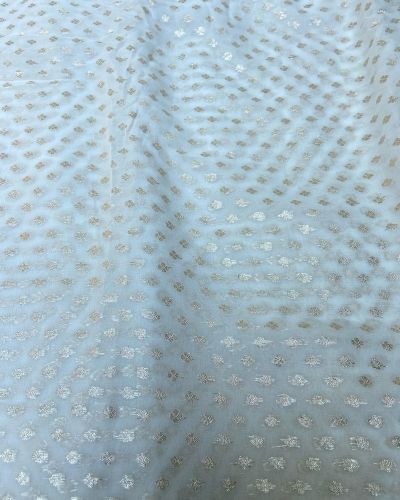 Pure Dyeable Khaddi Georgette Fabric With Woven Small Dot Buti