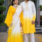 Ombre Couple Outfit In Yellow Colour