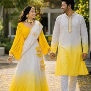 Ombre Couple Outfit In Yellow Colour