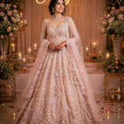 All Over Sequin And Thread Work Embroidered Gown