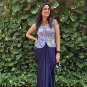 Dhoti Dress With Position Print & Floral Sequin Embroidered Top