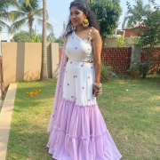 Heart Printed Jumpsuit In Lavender Colour