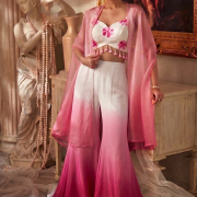 Ombre Sharara Set With Cape