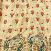 Peacock Print Couple Outfit In Cream Beige Colour