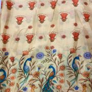 Peacock Print Couple Outfit In Cream Beige Colour