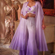 Ombre Sharara Set With Cape
