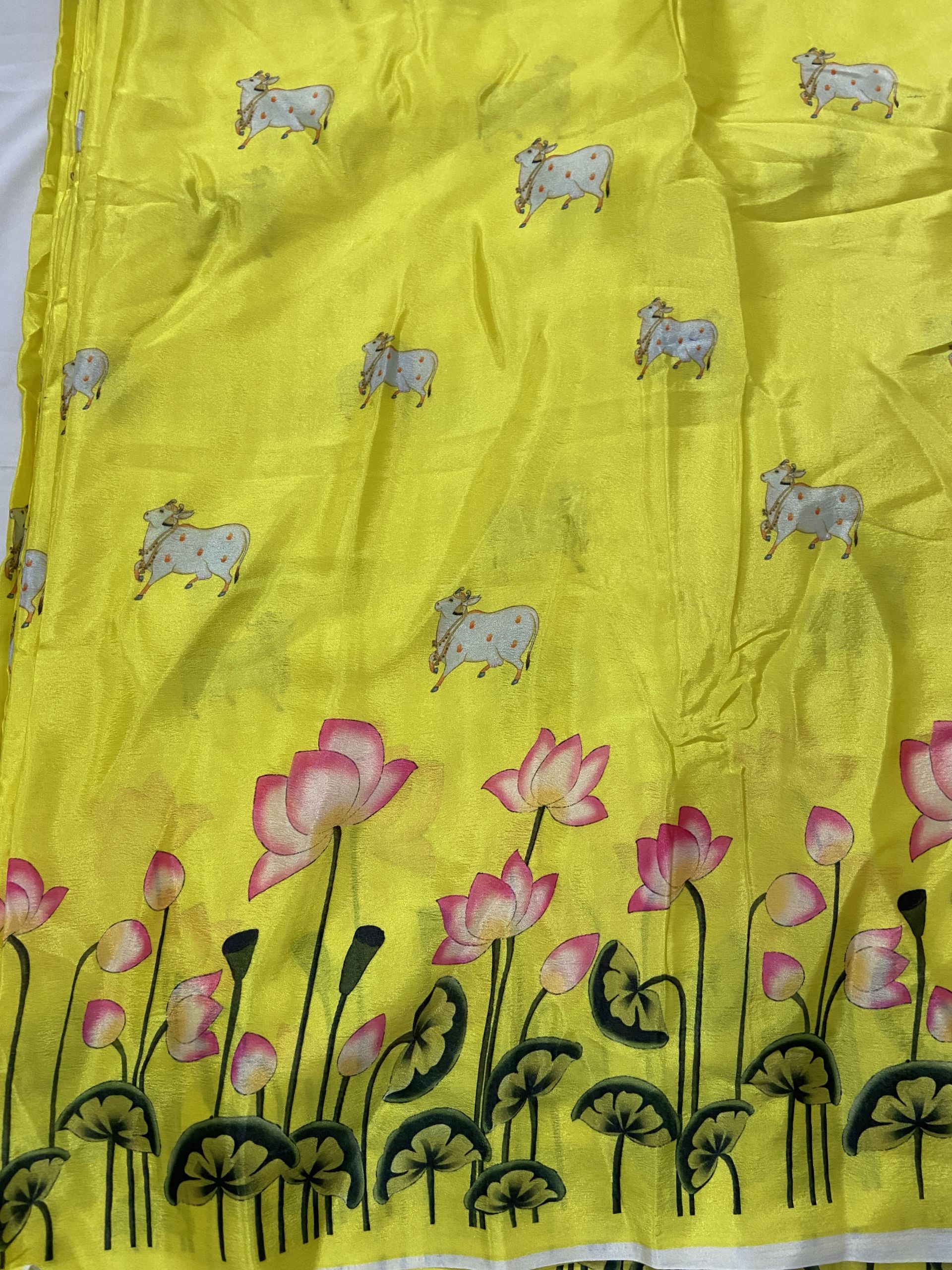 Lotus Print Couple Outfit In Yellow Colour