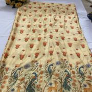Peacock Print Couple Outfit In Cream Beige Colour