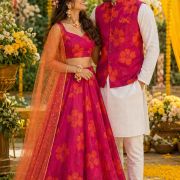 Floral Printed Organza Couple Outfit