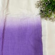 Plain Raw Silk Ombre White To Lavender Colour Fabric