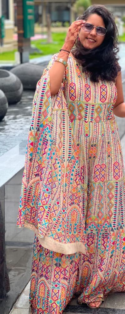 Multicoloured Thread Embroidery Bohemian Jumpsuit