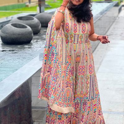 Multicoloured Thread Embroidery Bohemian Jumpsuit