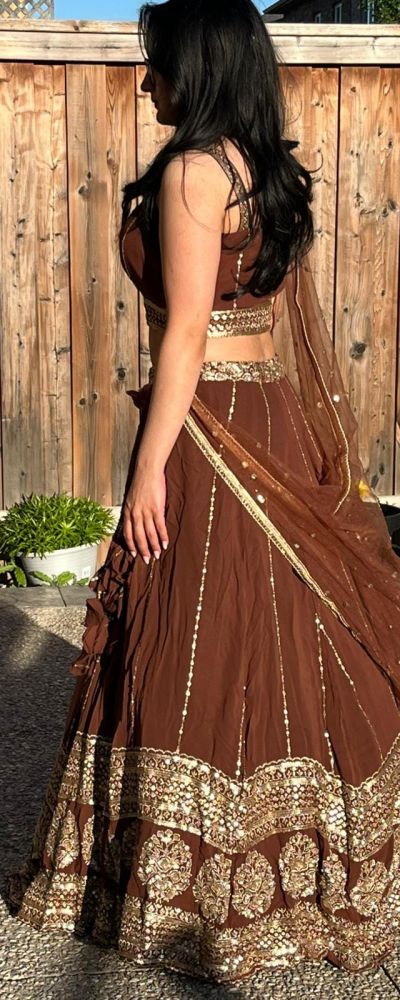 Maharani Lehenga In Brown Colour