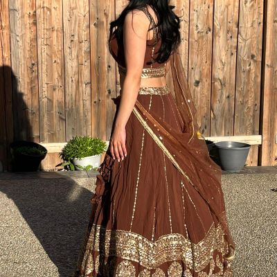 Maharani Lehenga In Brown Colour