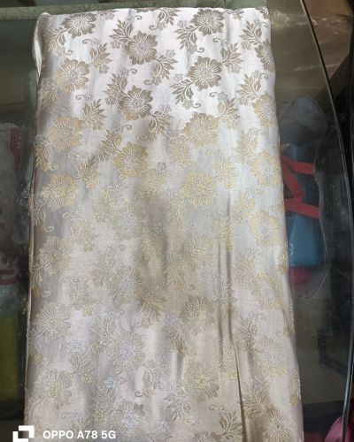 Brocade Banarasi Silk White Dyeable Fabric With Floral Weaving
