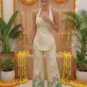 Lotus Print Kurta & Corset Palazzo Set – Brother-Sister Twinning