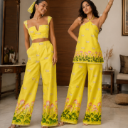 Sisters Twinning Outfit In Yellow Colour