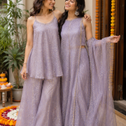 Sisters Twinning Outfit In Lavender Colour