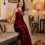 Embroidered One-Shoulder Tunic & Flared Pants – Sister Twinning