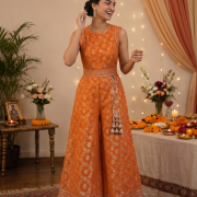 Embellished Banarasi Wide-Leg Jumpsuits – Sister Twinning