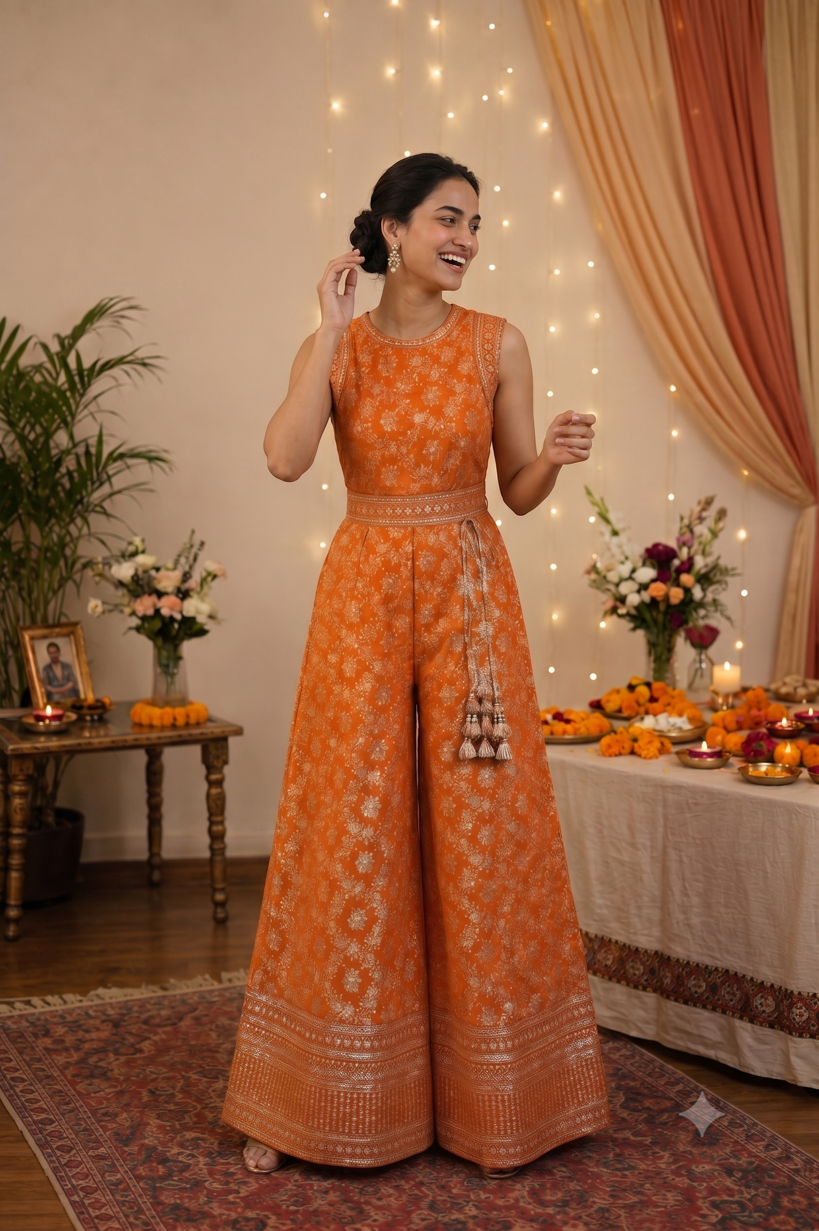 Embellished Banarasi Wide-Leg Jumpsuits – Sister Twinning