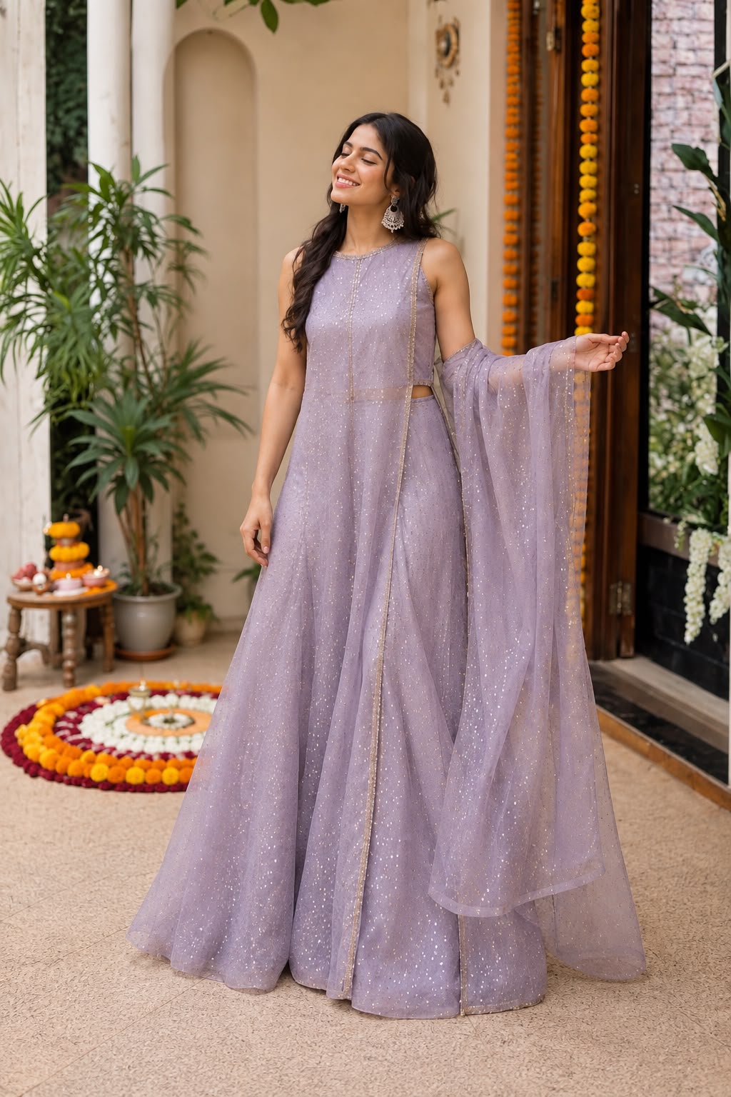 Golden Mukesh Organza Tissue Peplum & High-Slit Tunics – Sister Twinning