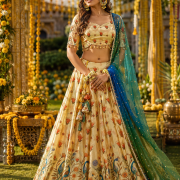 Chinon Lehenga In Cream Colour
