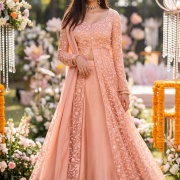 Floral Thread Embroidered Lehenga In Blush Pink Colour