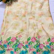 Halter Neck Crop Top & Lotus Print Palazo Set With Ruffle Dupatta