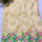 Halter Neck Crop Top & Lotus Print Palazo Set With Ruffle Dupatta