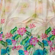 Halter Neck Crop Top & Lotus Print Palazo Set With Ruffle Dupatta