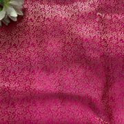 Pink Brocade Banarasi Silk Fabric With Golden Weaving