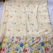 Chinon Fabric with Floral Print In Daman Style In Cream Colour
