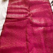 Pink Brocade Banarasi Silk Fabric With Golden Weaving